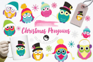 9 Christmas Penguins Illustrations