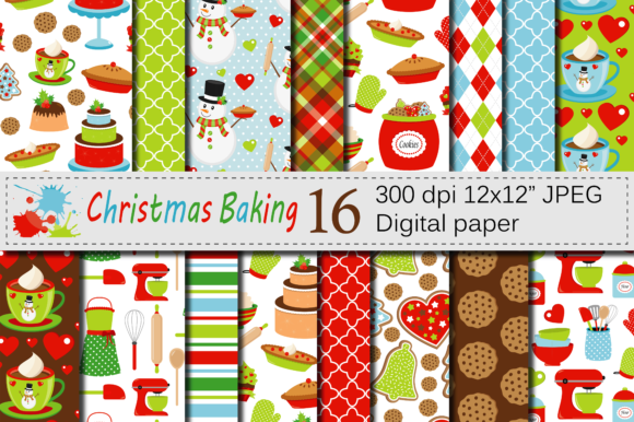 Christmas Baking Digital Paper Pack