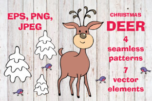 Christmas Deer: Vector Elements & Seamless Patterns — Illustrations
