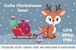 Cute Christmas Deer Illustrations & Vector Patterns