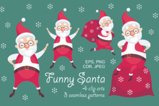 Funny Santa: Christmas Clip Arts & Patterns
