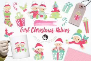 Girl Christmas Babies Illustrations