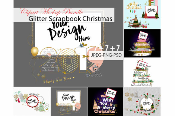 Glitter Scrapbook Christmas Clipart Bundle