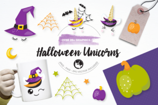 Halloween Unicorns Set Graphics and Illustrations
