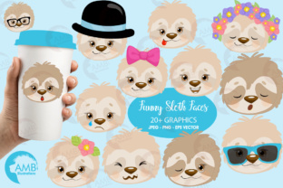 Sloth Faces Clipart: Playful Illustrations for Branding & Print
