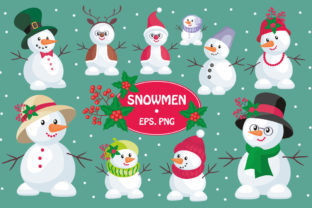 Snowmen Christmas Clip Art Illustrations
