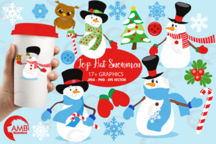 Tophat Snowmen Clipart Illustrations